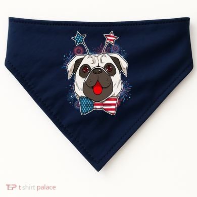 Fourth of July Fireworks Pug Dog USA-Made Doggie Bandana