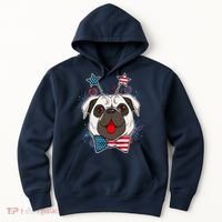 Fourth of July Fireworks Pug Dog Hoodie thumb 0