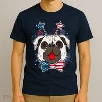 Fourth of July Fireworks Pug Dog T-Shirt thumb 3