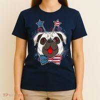 Fourth of July Fireworks Pug Dog T-Shirt thumb 4