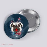 Fourth of July Fireworks Pug Dog Button thumb 0