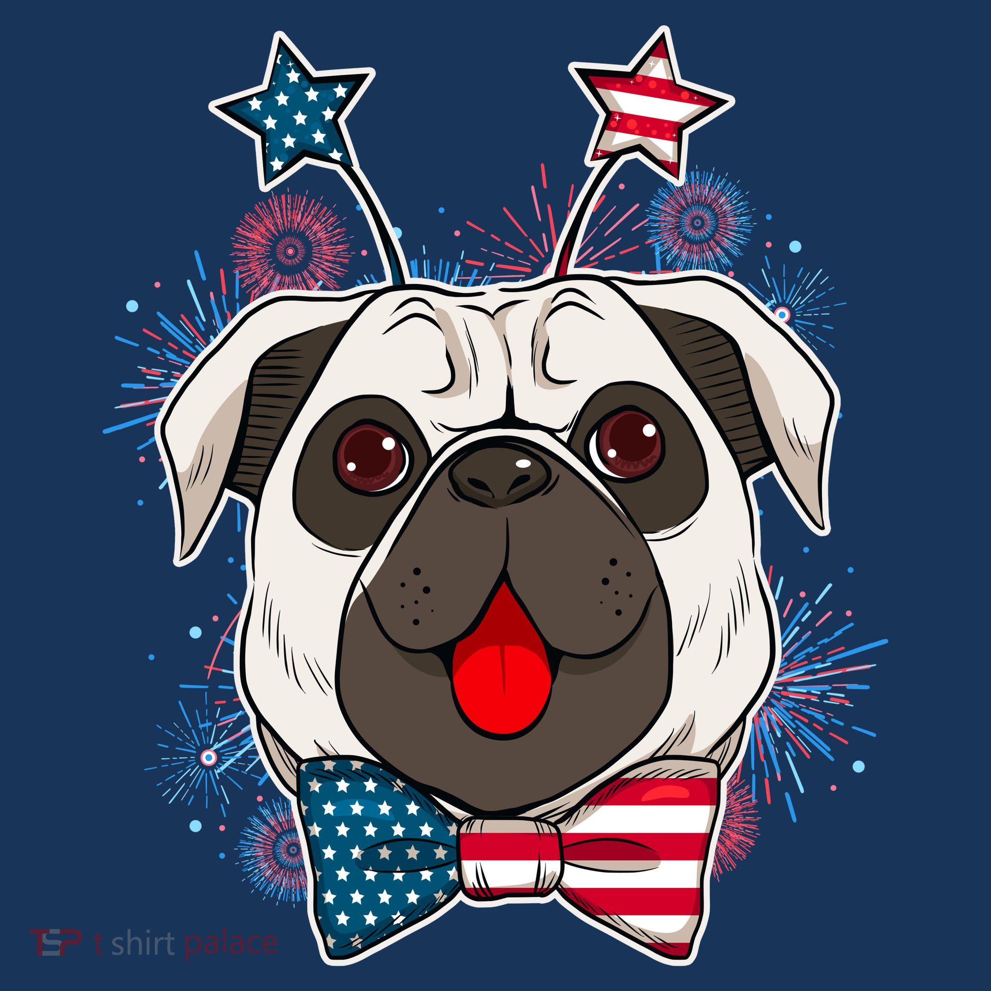 Fourth of July Fireworks Pug Dog Women's Hoodie