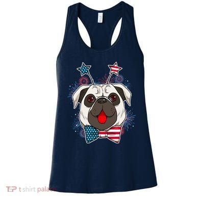 Fourth of July Fireworks Pug Dog Women's Tank Top
