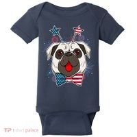 Fourth of July Fireworks Pug Dog Baby Bodysuit thumb 0