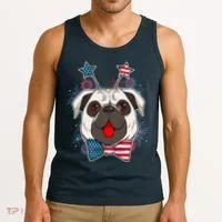 Fourth of July Fireworks Pug Dog Tank Top thumb 3