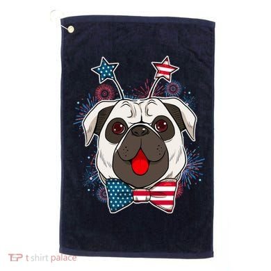 Fourth of July Fireworks Pug Dog Golf Towel