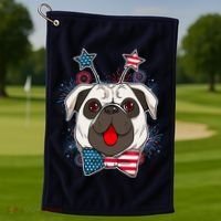 Fourth of July Fireworks Pug Dog Golf Towel thumb 1