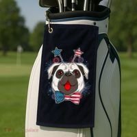 Fourth of July Fireworks Pug Dog Golf Towel thumb 2