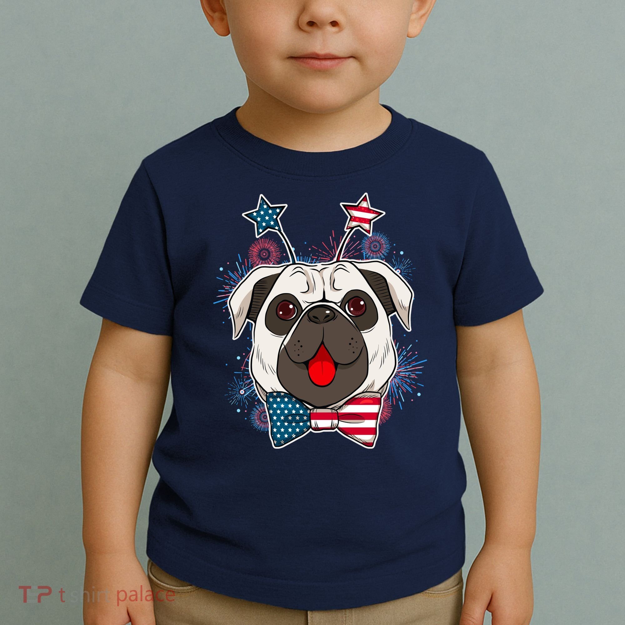 Fourth of July Fireworks Pug Dog Toddler T-Shirt