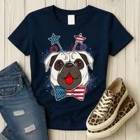Fourth of July Fireworks Pug Dog Women's T-Shirt thumb 3