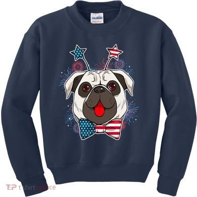 Fourth of July Fireworks Pug Dog Kids Sweatshirt