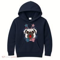 Fourth of July Fireworks Pug Dog Kids Hoodie thumb 0