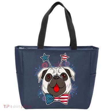 Fourth of July Fireworks Pug Dog Tote Bag
