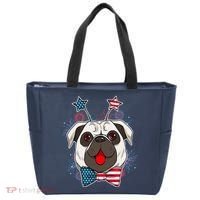 Fourth of July Fireworks Pug Dog Tote Bag thumb 0
