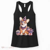 Fourth of July USA American Corgi Women's Tank Top thumb 0