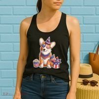 Fourth of July USA American Corgi Women's Tank Top thumb 2