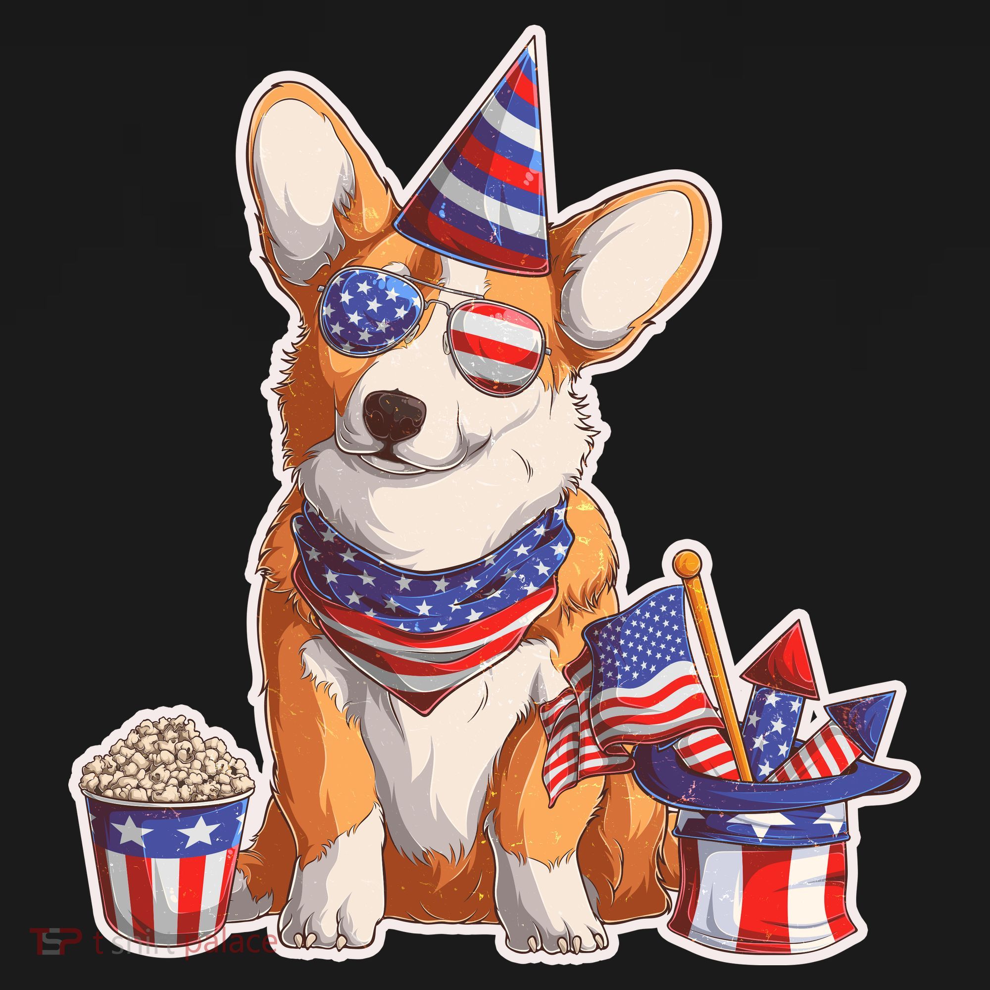 Fourth of July USA American Corgi Baby Bodysuit