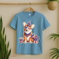 Fourth of July USA American Corgi T-Shirt thumb 2