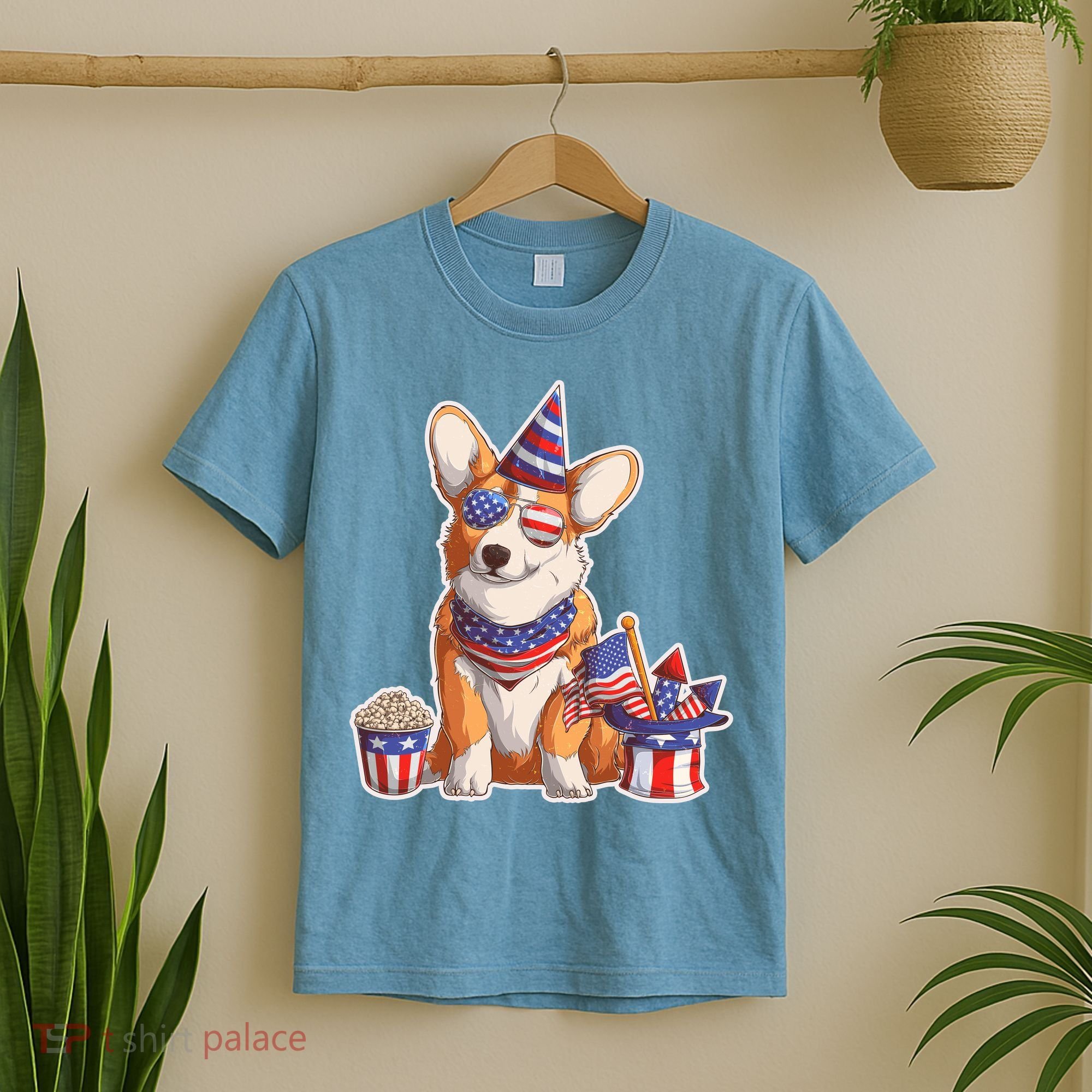 Fourth of July USA American Corgi T-Shirt