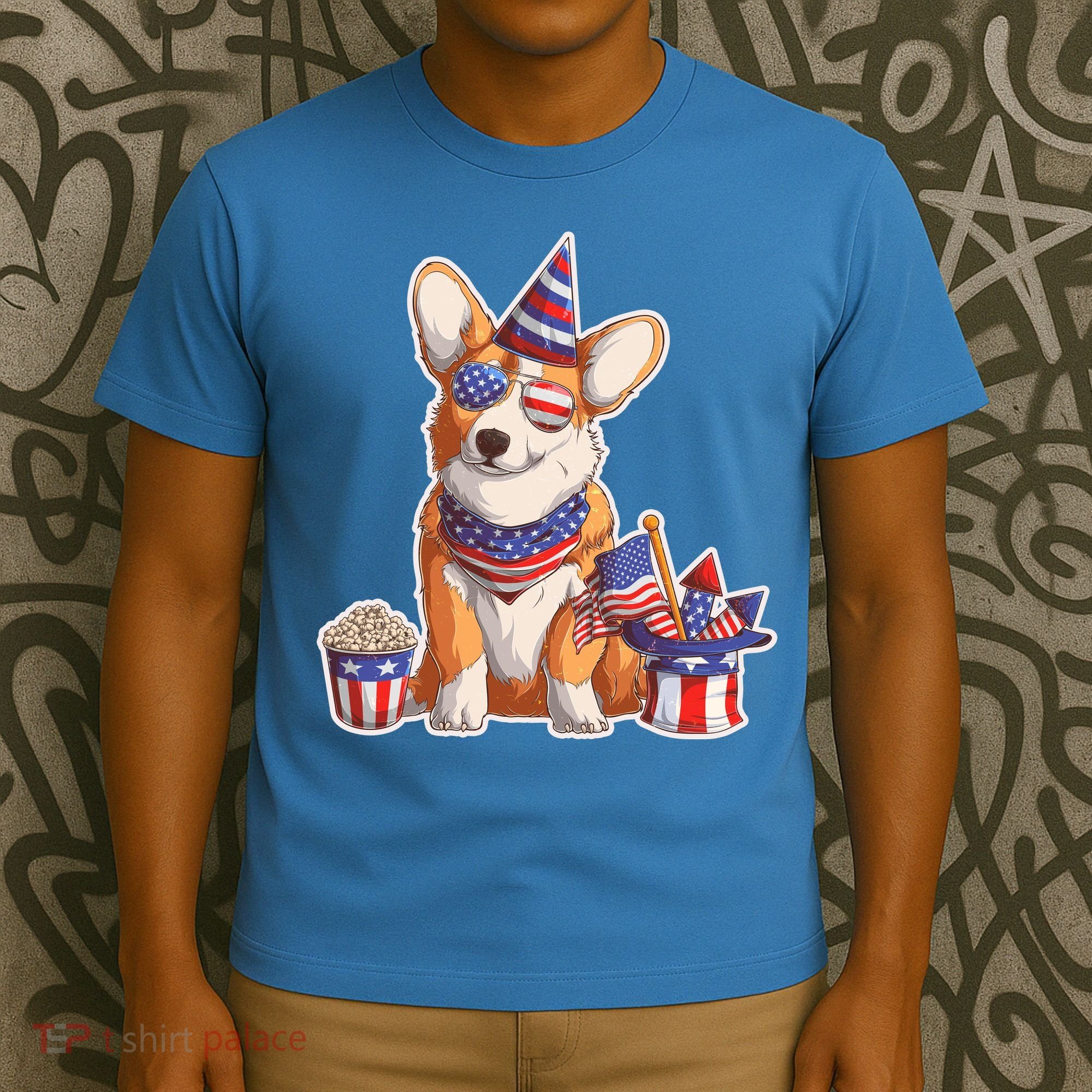 Fourth of July USA American Corgi T-Shirt