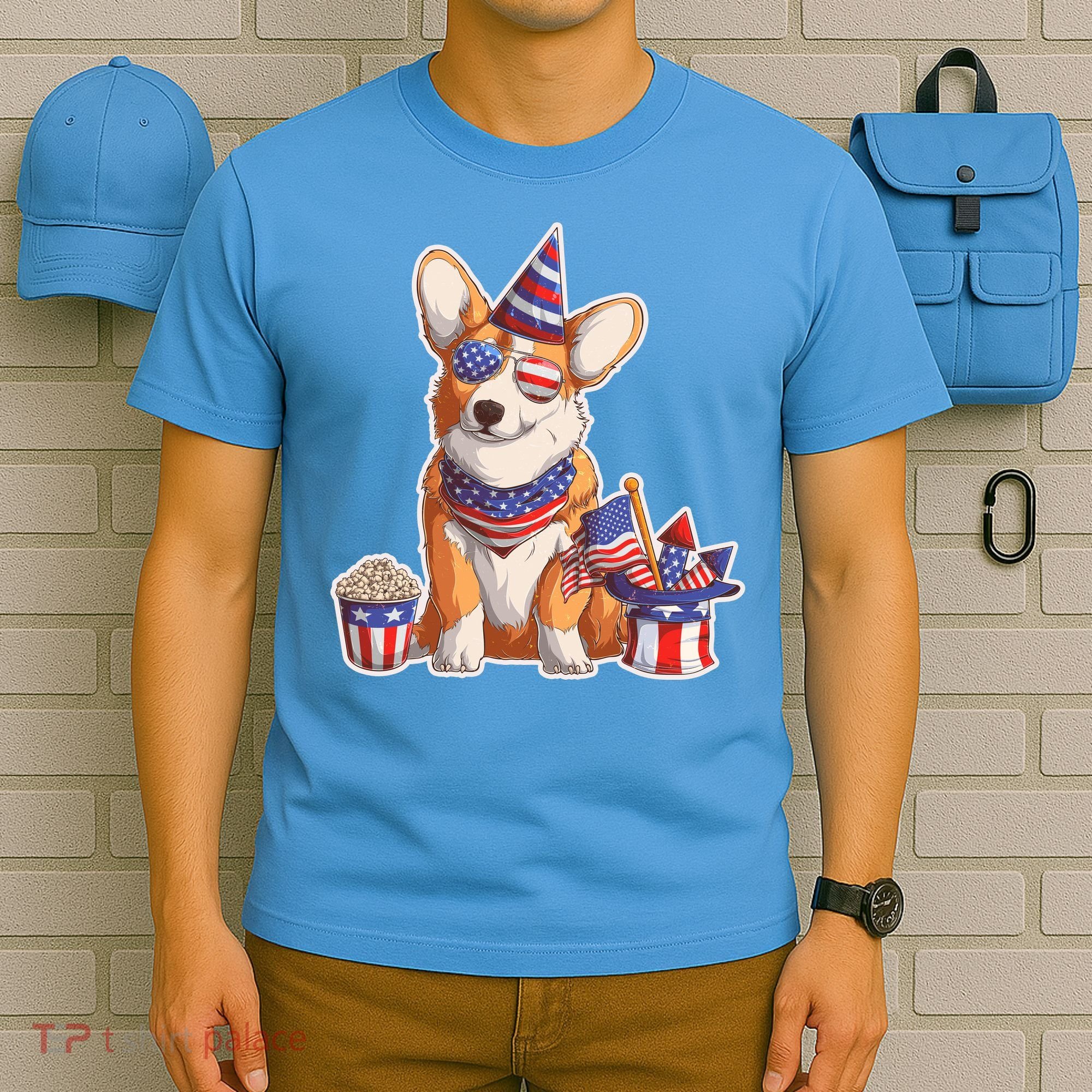 Fourth of July USA American Corgi T-Shirt