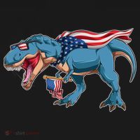 Fourth of July USA American T-Rex Hoodie thumb 2