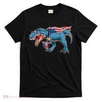 Fourth of July USA American T-Rex T-Shirt thumb 0