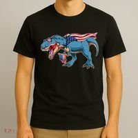 Fourth of July USA American T-Rex T-Shirt thumb 3