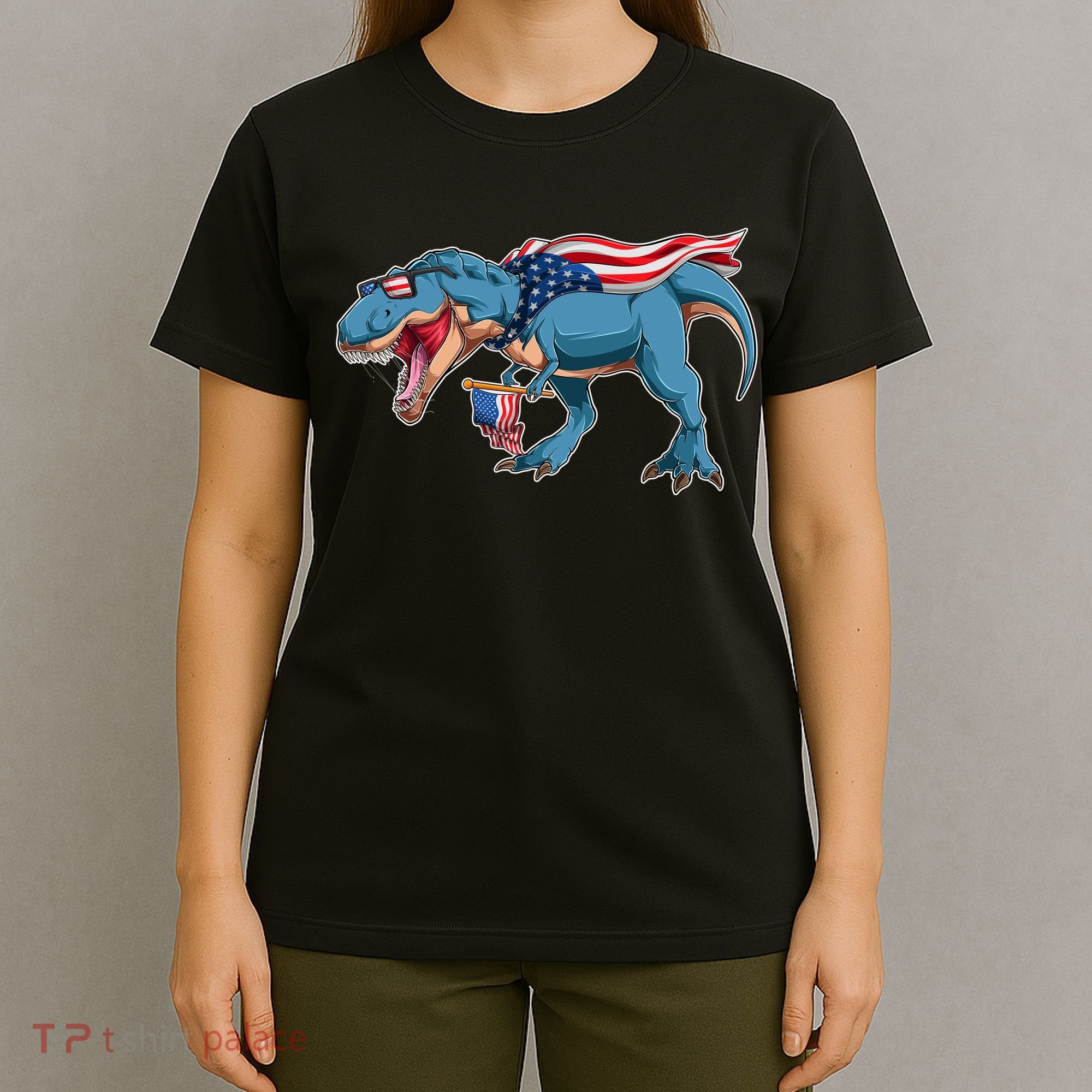 Fourth of July USA American T-Rex T-Shirt