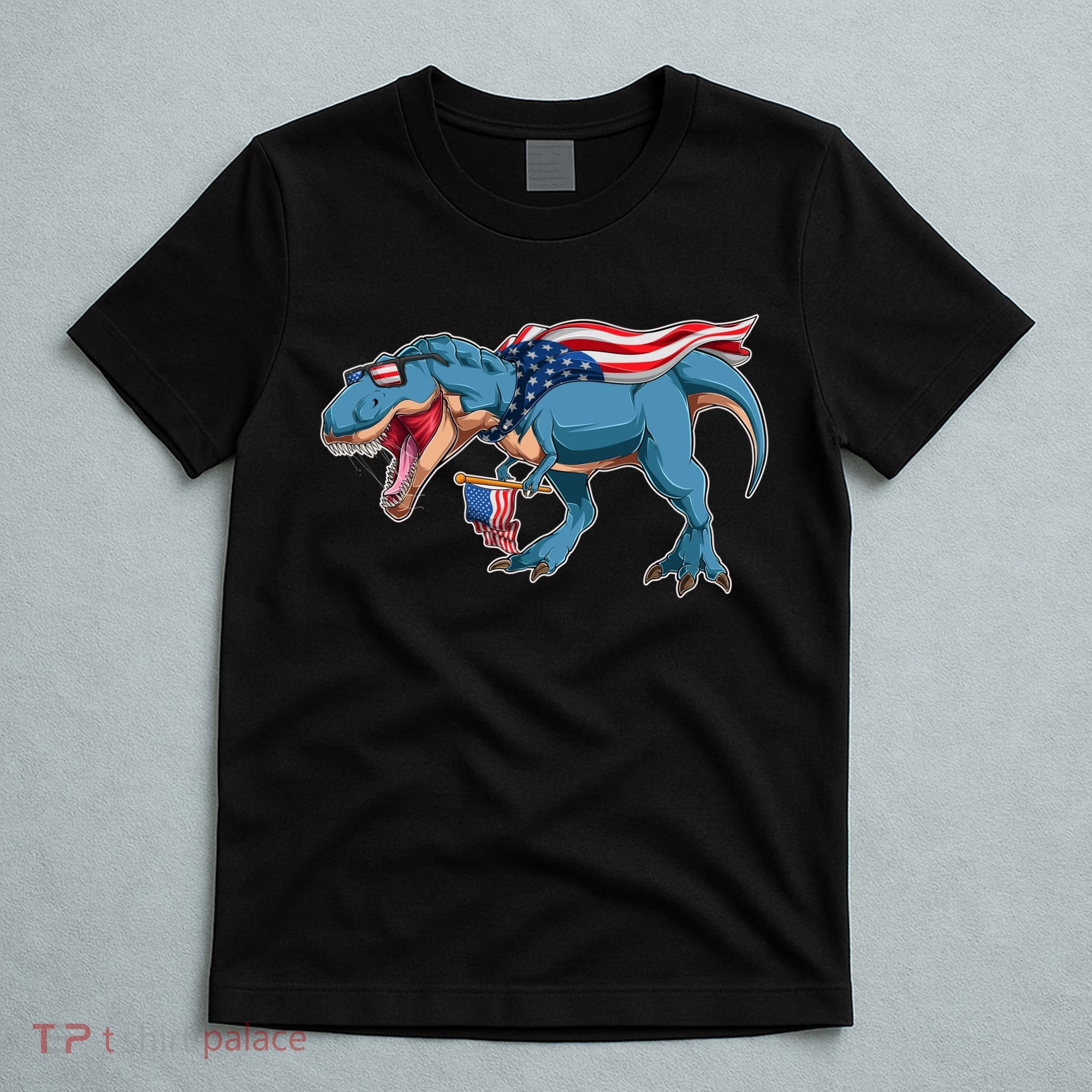 Fourth of July USA American T-Rex T-Shirt