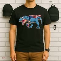 Fourth of July USA American T-Rex T-Shirt thumb 6