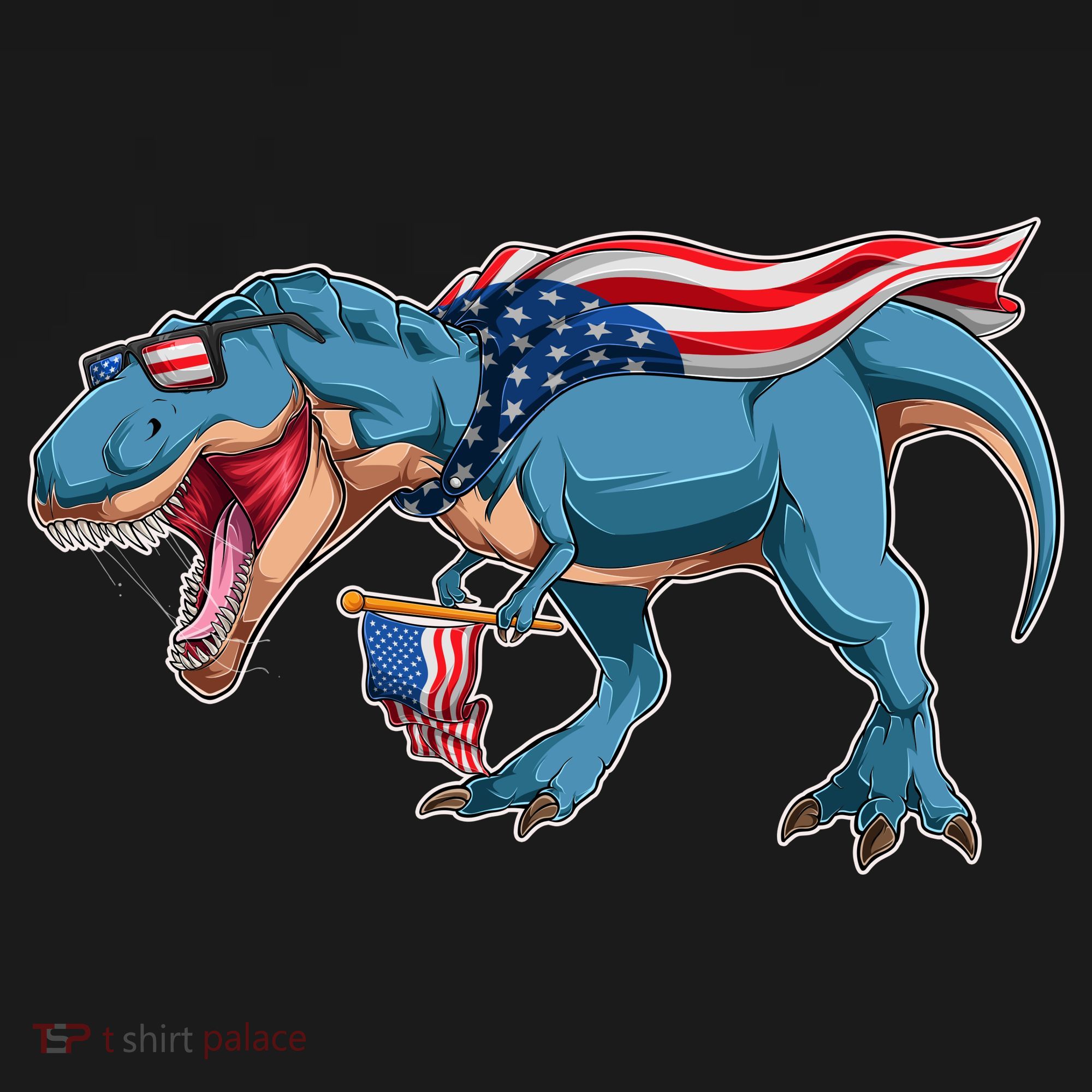 Fourth of July USA American T-Rex T-Shirt