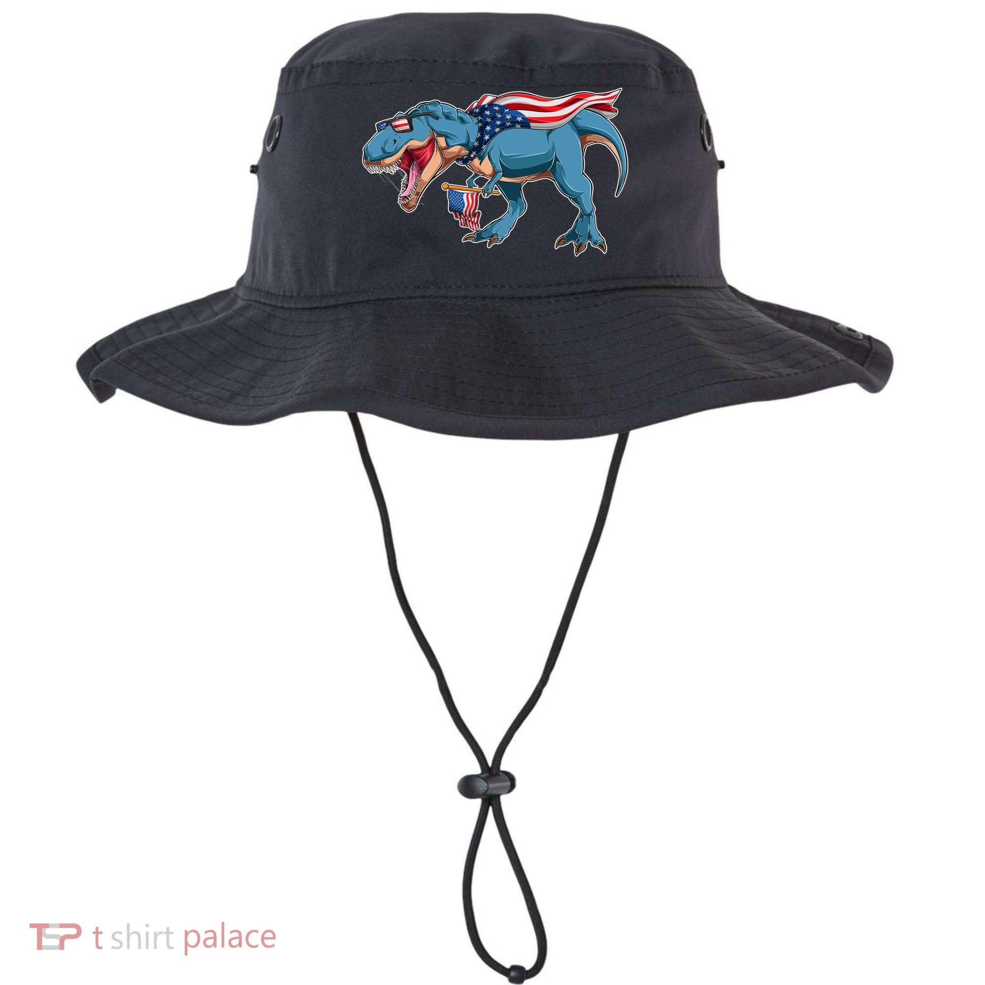 Fourth of July USA American T-Rex Bucket Hat