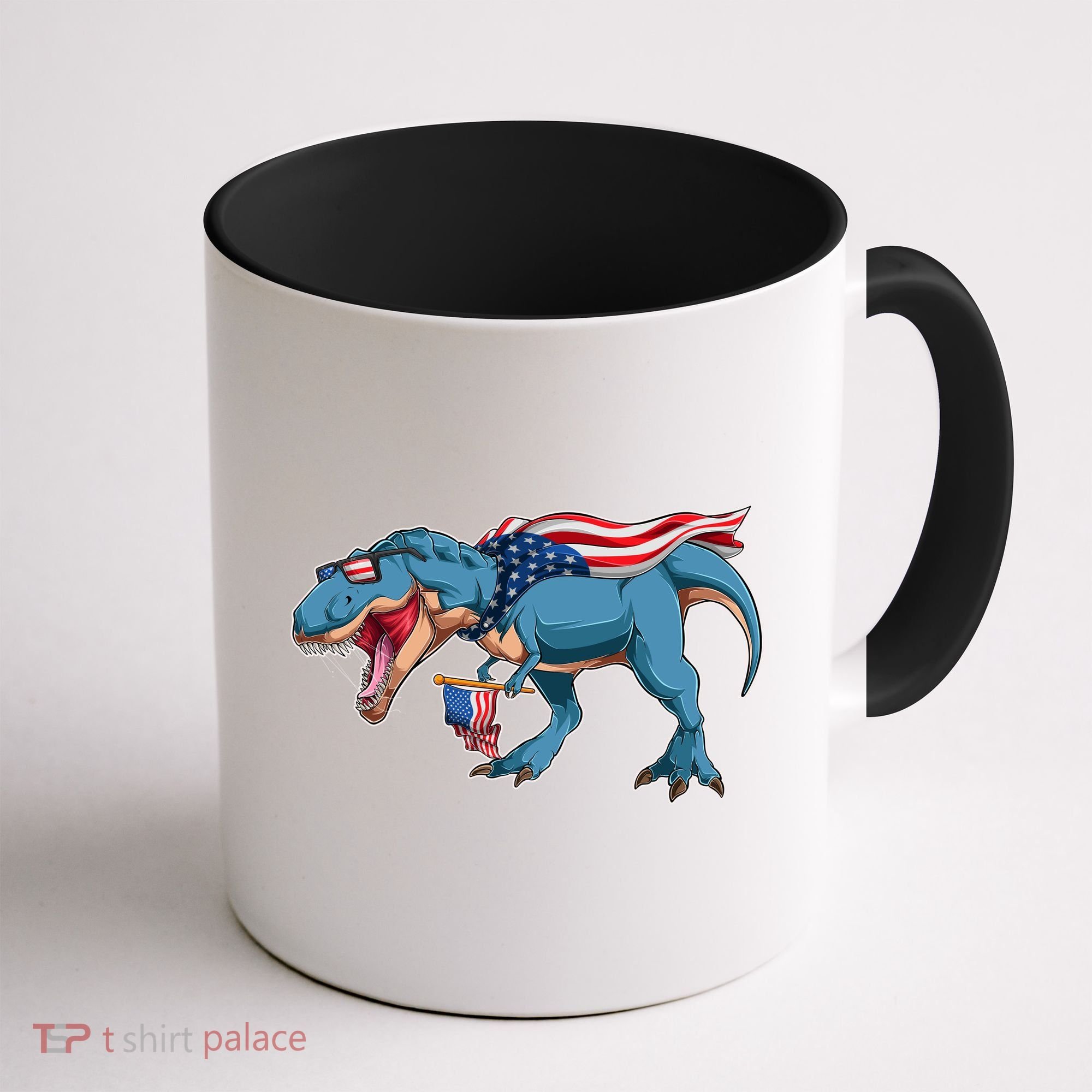 Fourth of July USA American T-Rex Coffee Mug