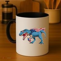 Fourth of July USA American T-Rex Coffee Mug thumb 4