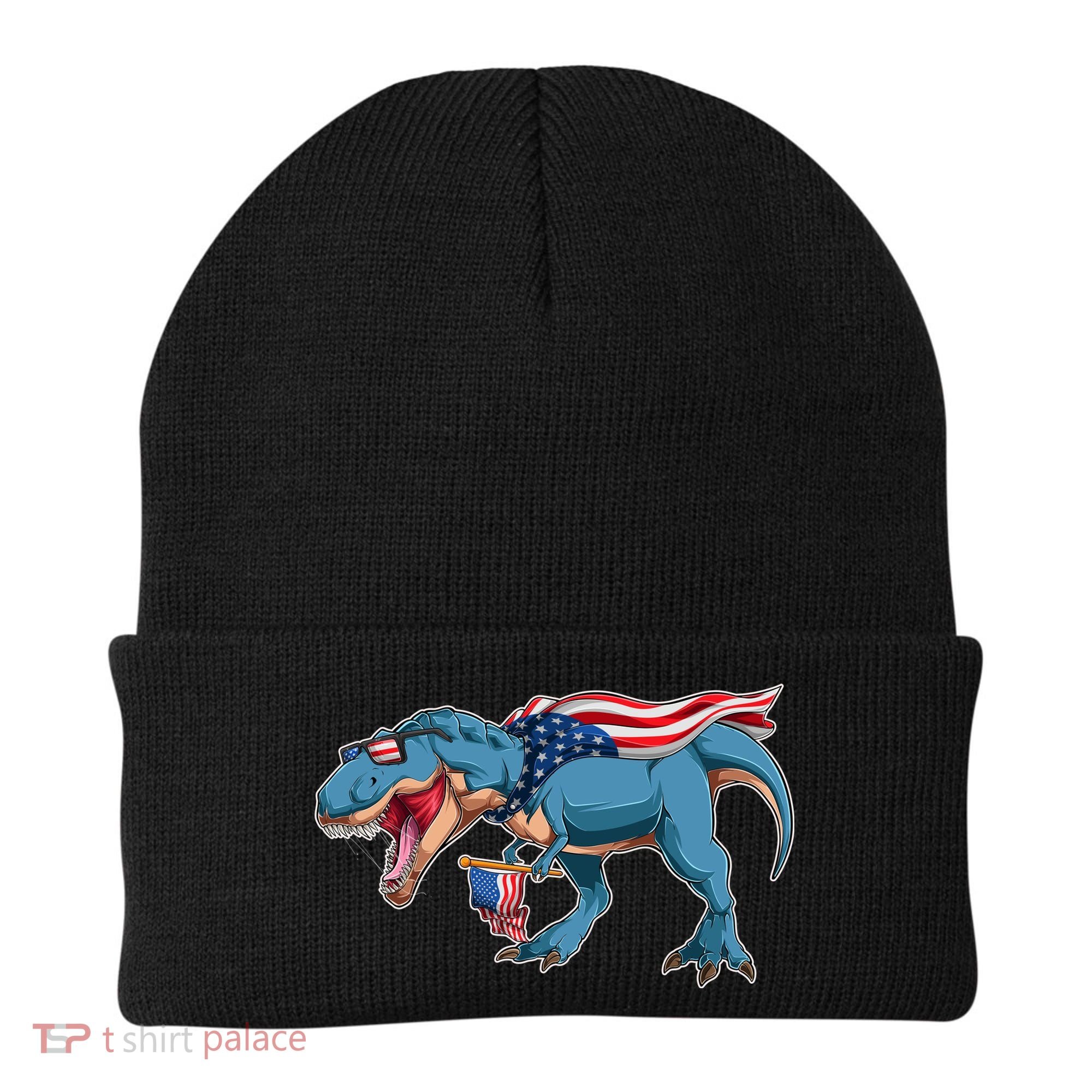 Fourth of July USA American T-Rex Beanie