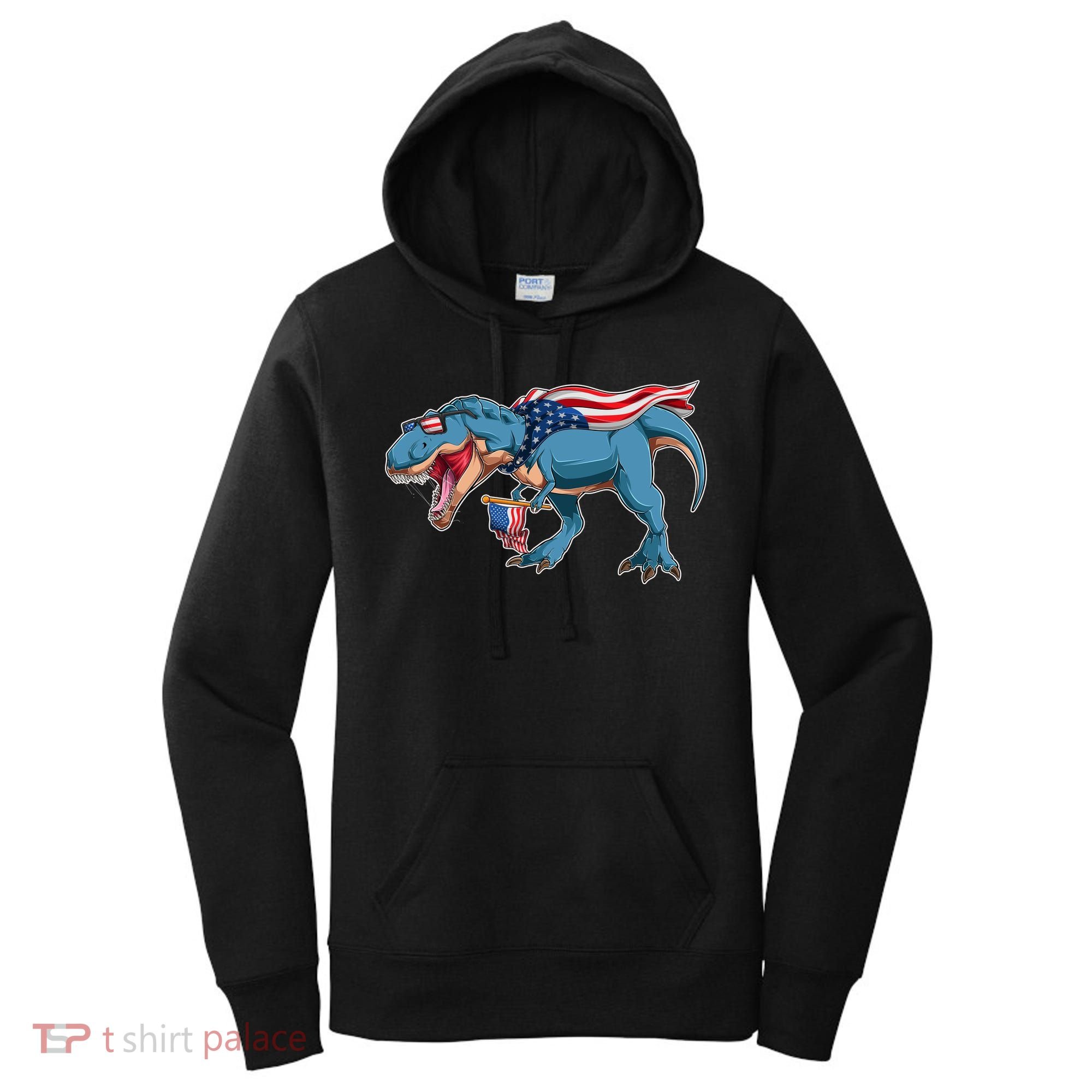 Fourth of July USA American T-Rex Women's Hoodie