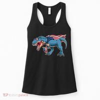 Fourth of July USA American T-Rex Women's Tank Top thumb 0