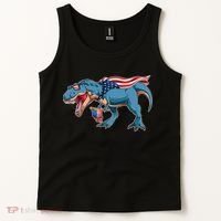 Fourth of July USA American T-Rex Tank Top thumb 2