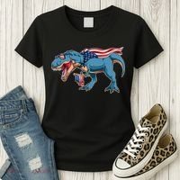 Fourth of July USA American T-Rex Women's T-Shirt thumb 3