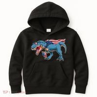 Fourth of July USA American T-Rex Kids Hoodie thumb 0