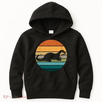 Funny Otter Vintage Retro Logo 1 Kids Hoodie