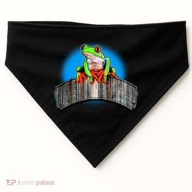 Frog On Wood Panel USA-Made Doggie Bandana