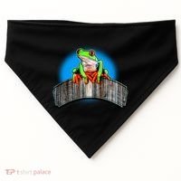 Frog On Wood Panel USA-Made Doggie Bandana thumb 0