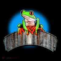 Frog On Wood Panel USA-Made Doggie Bandana thumb 2