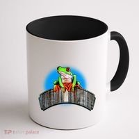 Frog On Wood Panel Coffee Mug thumb 1