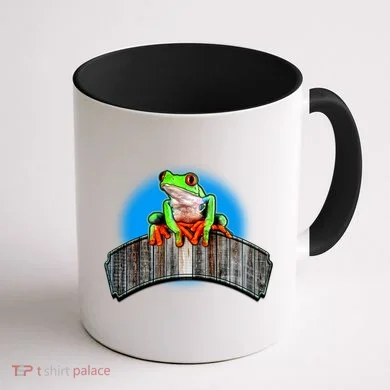 Frog On Wood Panel Coffee Mug back