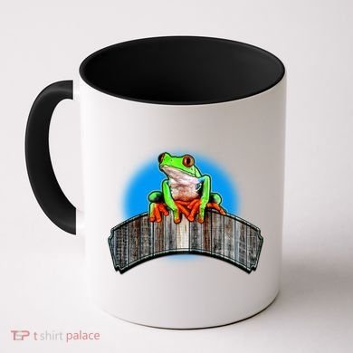 Frog On Wood Panel Coffee Mug