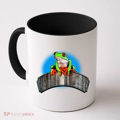 Frog On Wood Panel Coffee Mug