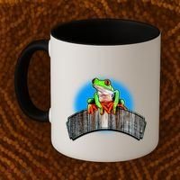 Frog On Wood Panel Coffee Mug thumb 2
